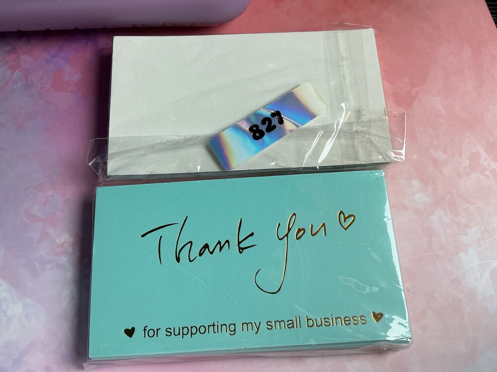 ★ 25 Aqua Gold Thank You Small Business Package Insert Cards 2x3.5